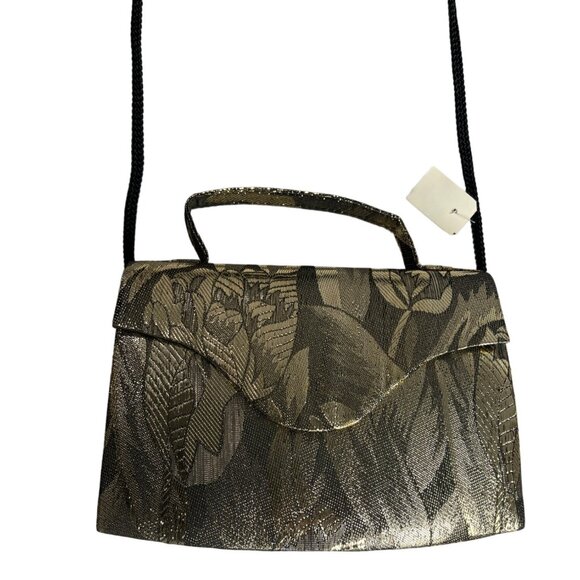 Epstein's Women's Gold Plant Canvas With Magnet Snap Crossbody Bag Sz S - NWT - Picture 2 of 13